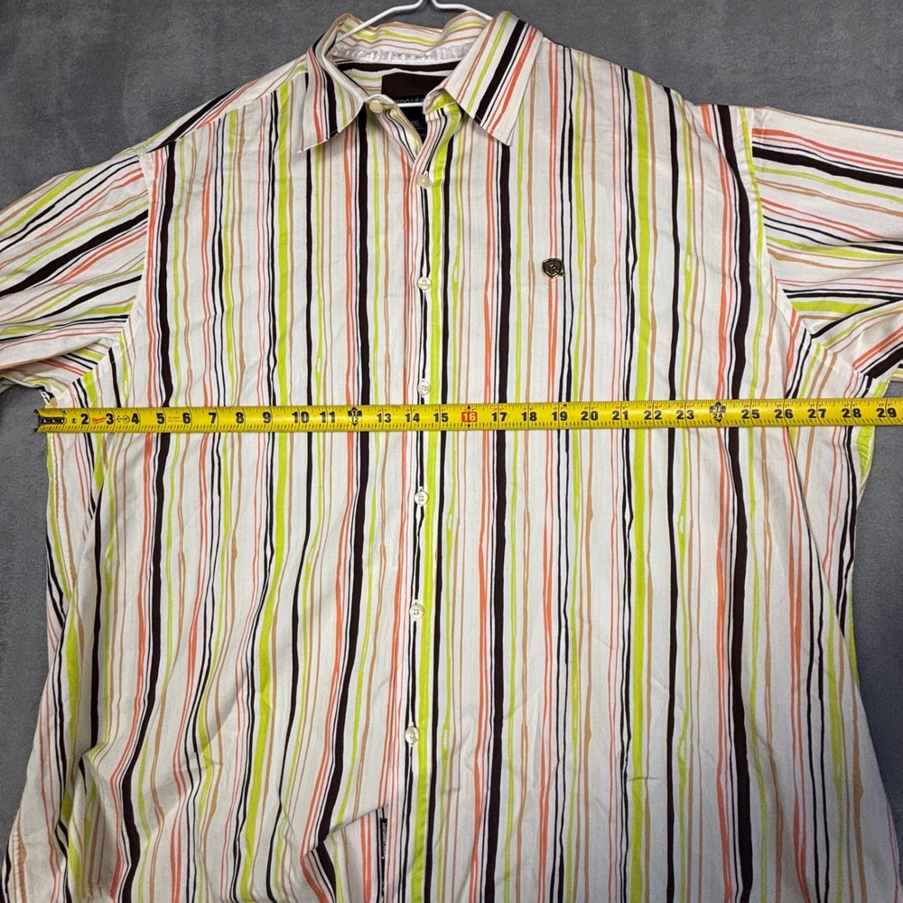 Rocawear Mens 3XL Button Down Shirt Multi Color Stripe Long Sleeve Cotton Y2K - Picture 5 of 9